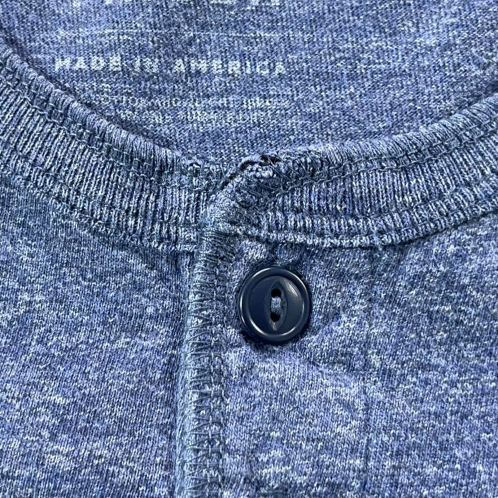 Flint and Tinder Long Sleeve Henley Shirt Men Medium Blue made in USA - Picture 4 of 9
